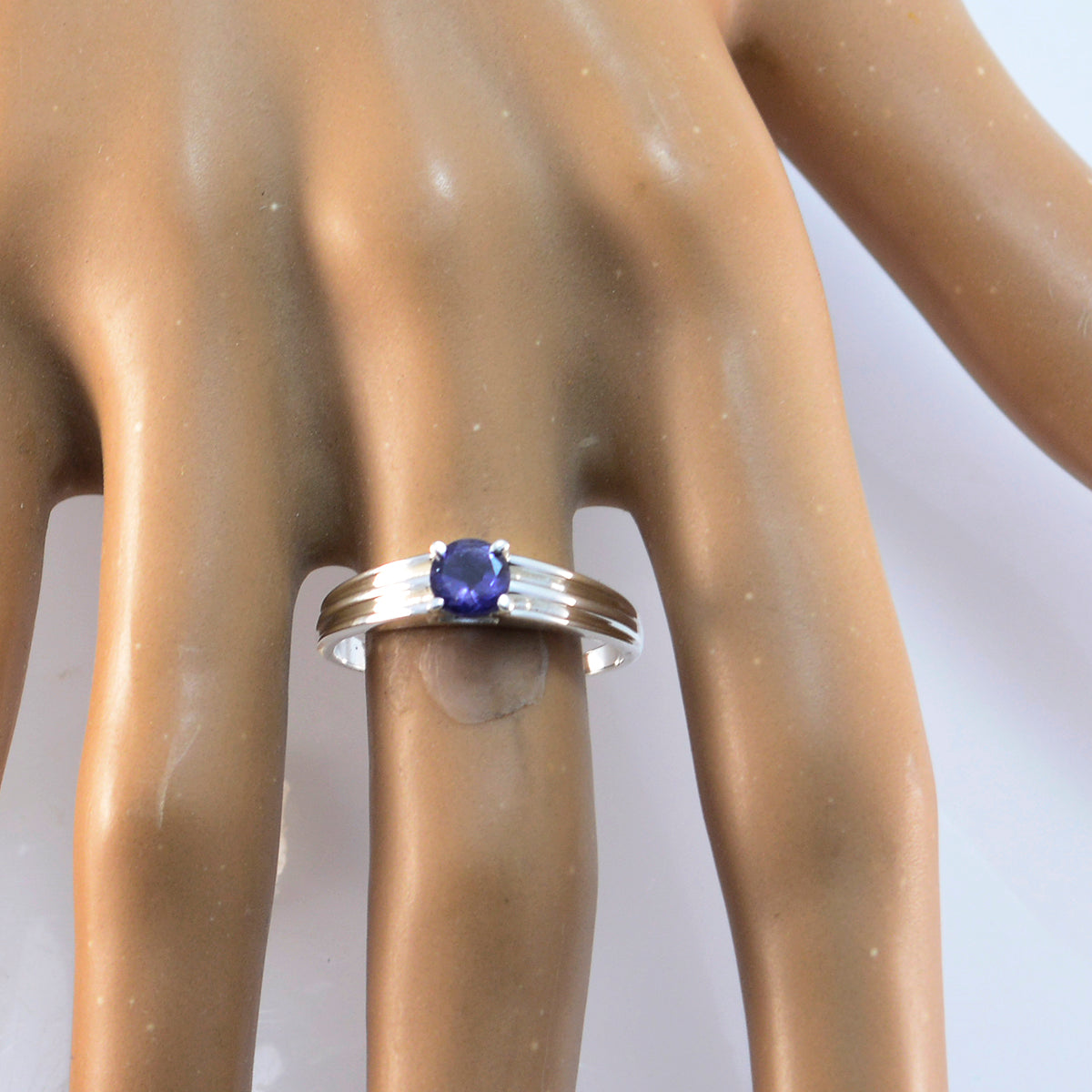 Riyo Appealing Gemstone Iolite Solid Silver Rings Magic Jewelry