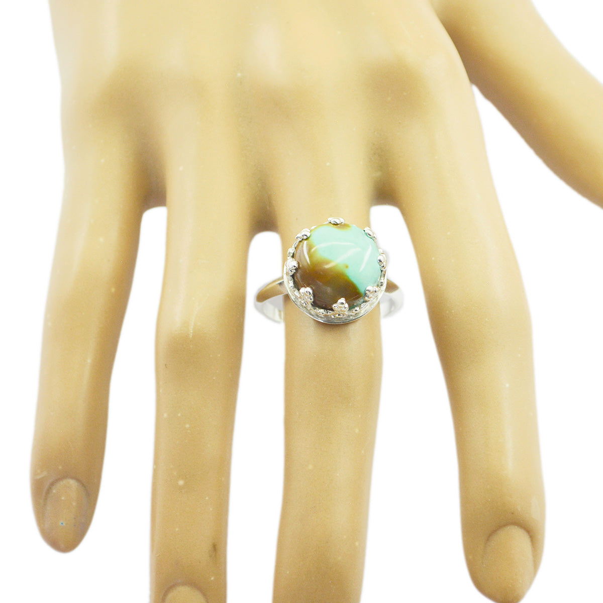 Riyo Attractive Gems Turquoise Sterling Silver Ring Peacock Jewelry