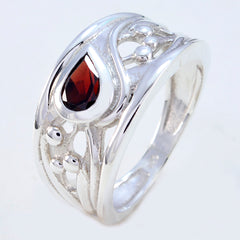 Riyo Attractive Gemstone Garnet Solid Silver Rings Girlfriend Gift