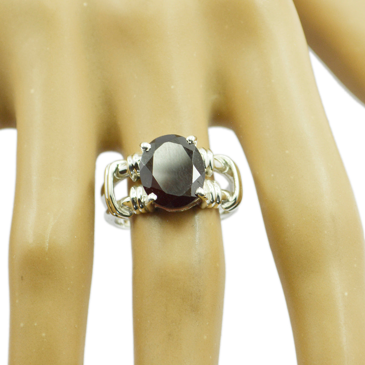 Riyo Attractive Gemstone Garnet Sterling Silver Rings B' Day Gift
