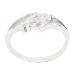 Riyo Bonny Gemstone Crystal Quartz Solid Silver Ring Anchor Jewelry