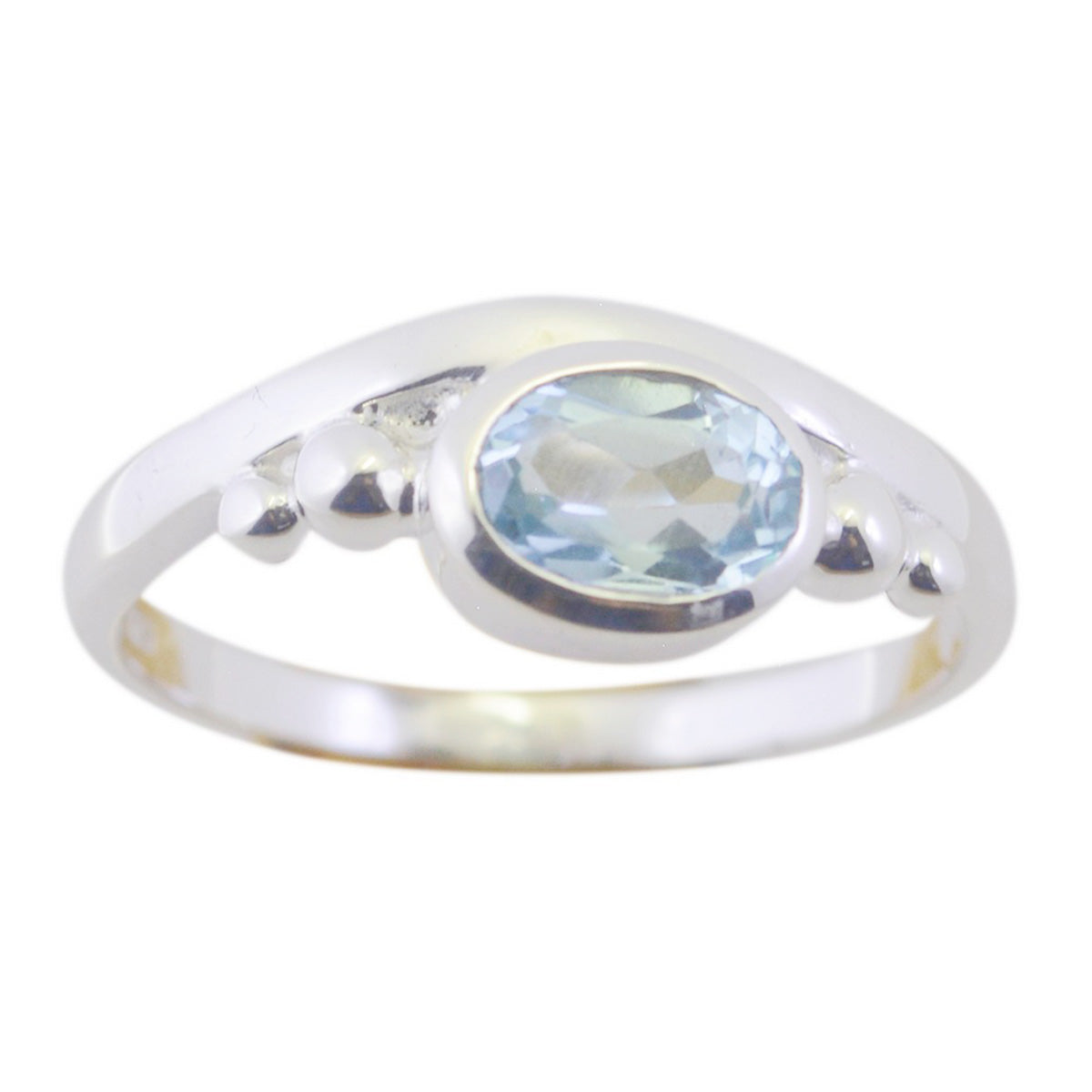 Riyo Captivating Gemstone Blue Topaz Solid Silver Ring Jewelry Logos