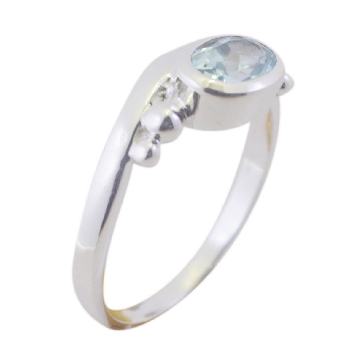 Riyo Captivating Gemstone Blue Topaz Solid Silver Ring Jewelry Logos
