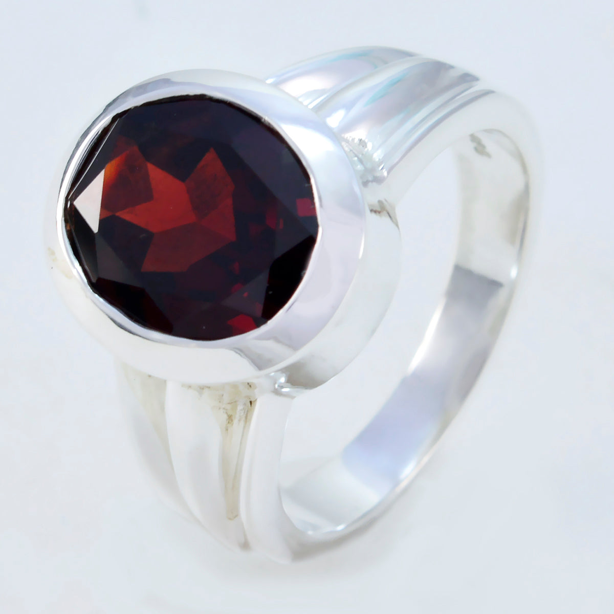 Riyo Captivating Gemstone Garnet Sterling Silver Ring Bella Jewelry