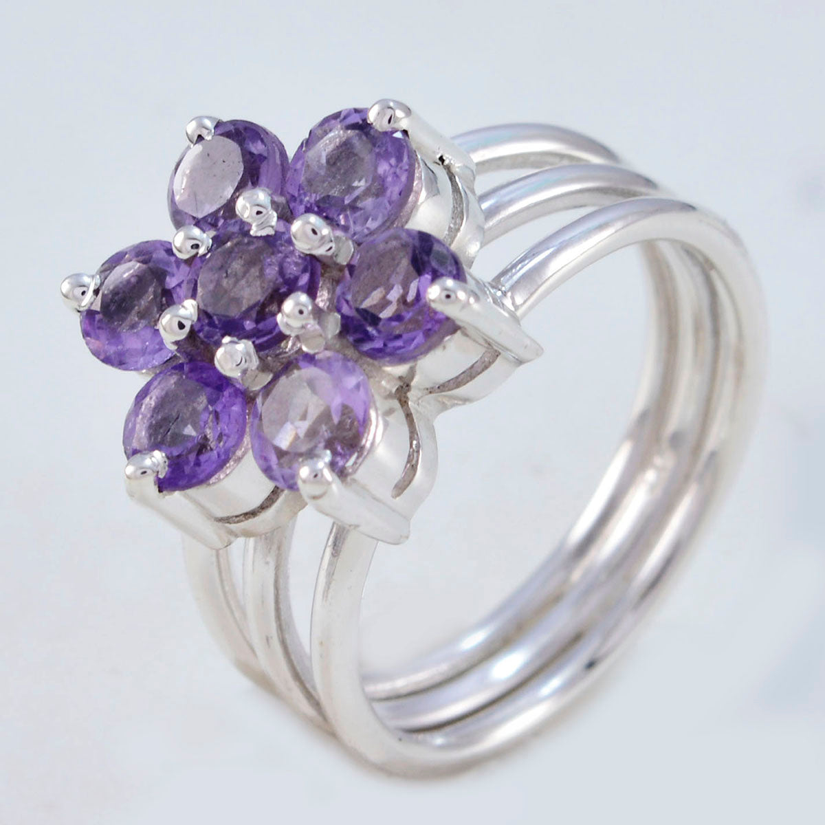 Riyo Charming Gemstone Amethyst Silver Rings Famous Jewelry Brands
