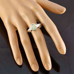 Riyo Chocolate-Box Stone Green Amethyst Silver Ring Handmade Jewelry