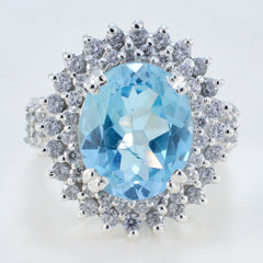 Riyo Dainty Gemstone Blue Topaz Solid Silver Rings Men’S Jewelry