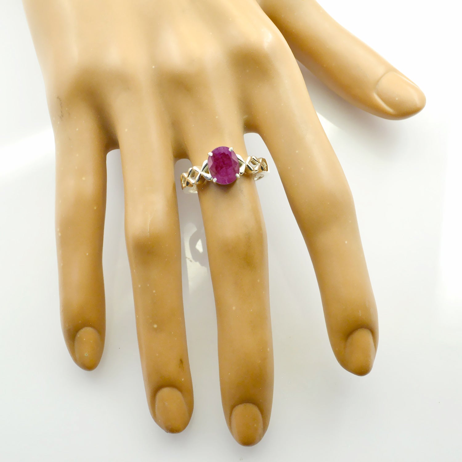 Riyo Delicate Stone Indianruby Solid Silver Ring Jewelry Packaging