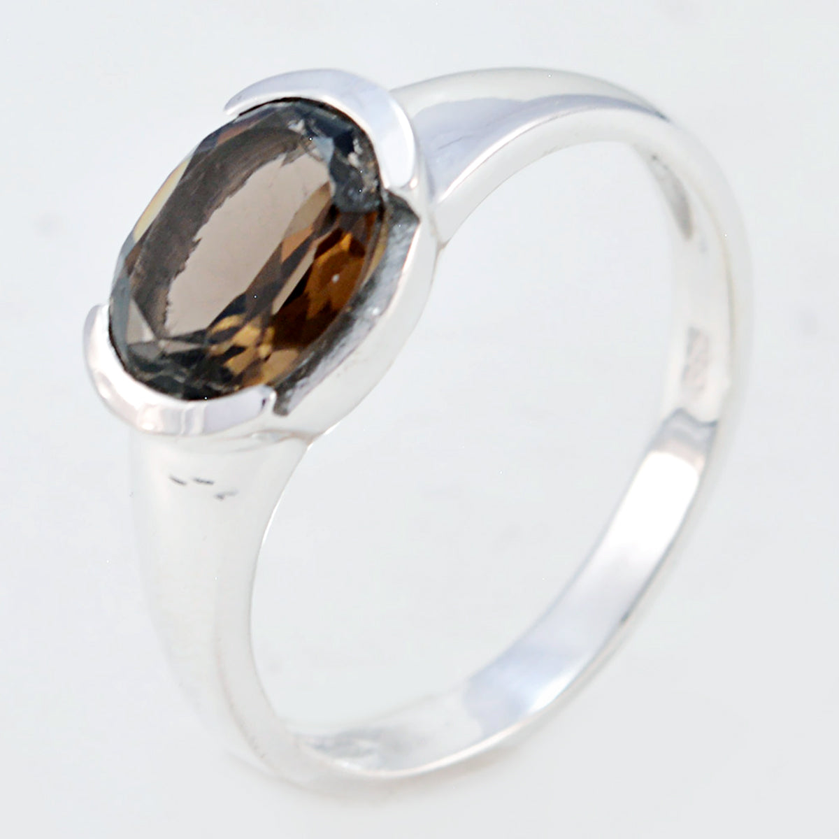 Riyo Designer Gems Smoky Quartz 925 Silver Ring Jewelry Mannequin