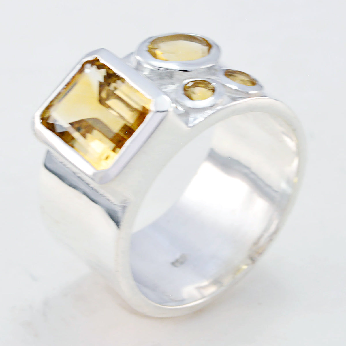 Riyo Designer Gemstones Citrine 925 Sterling Silver Rings Thin