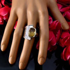 Riyo Designer Gemstones Lemon Quartz 925 Silver Ring Turtle Jewelry