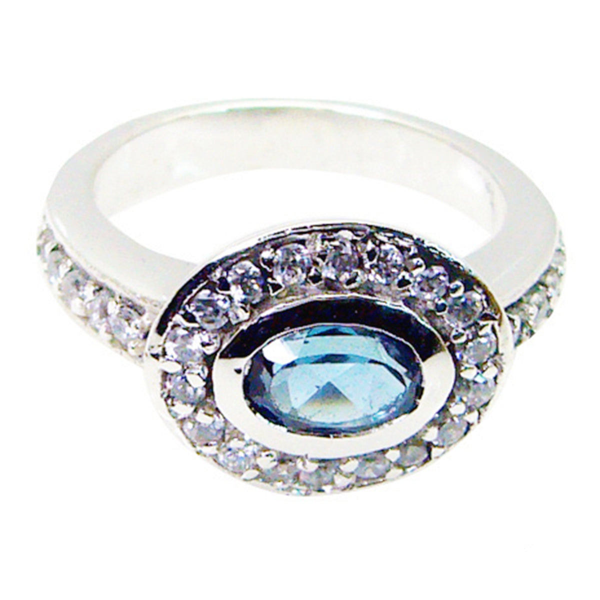 Riyo Desirable Gem Blue Topaz Silver Rings Mickey Mouse Jewelry