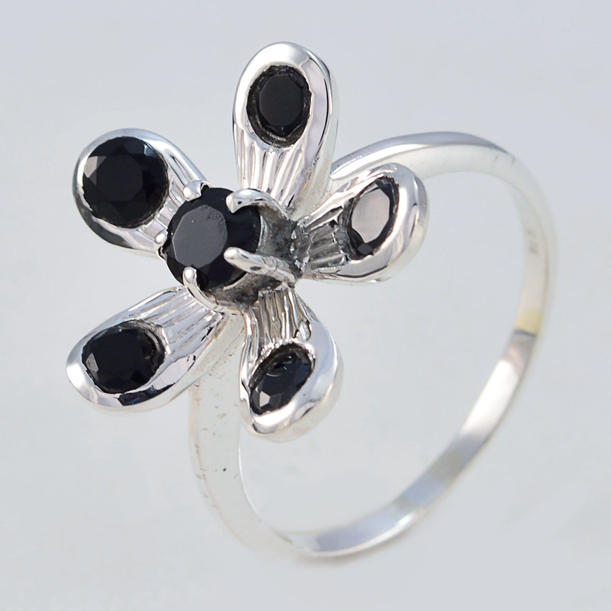 Riyo Desirable Gems Black Onyx Solid Silver Rings Jewelry Bonney