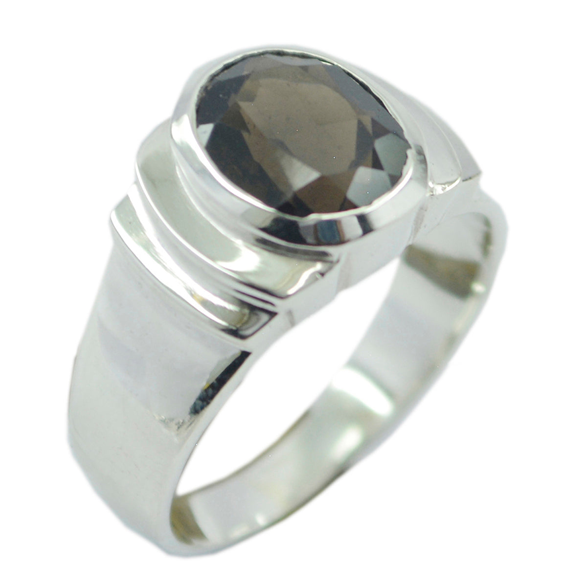 Riyo Desirable Gems Smoky Quartz 925 Silver Ring Jewelry For Moms