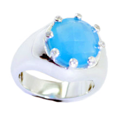 Riyo Dollish Gem Aqua Chalcedony 925 Silver Rings Greatest Jewelry