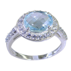 Riyo Drop-Dead Gemstone Blue Topaz Solid Silver Ring Most Jewellery