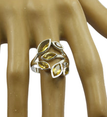 Riyo Drop-Dead Stone Citrine 925 Sterling Silver Ring Teeth Jewelry