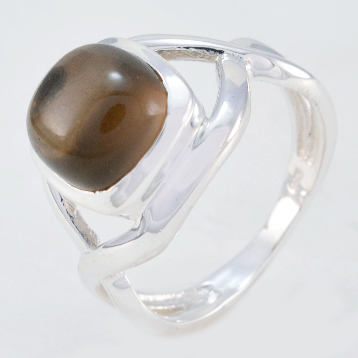 Riyo Elegant Gemstone Smoky Quartz 925 Silver Ring Jewelry Showcase