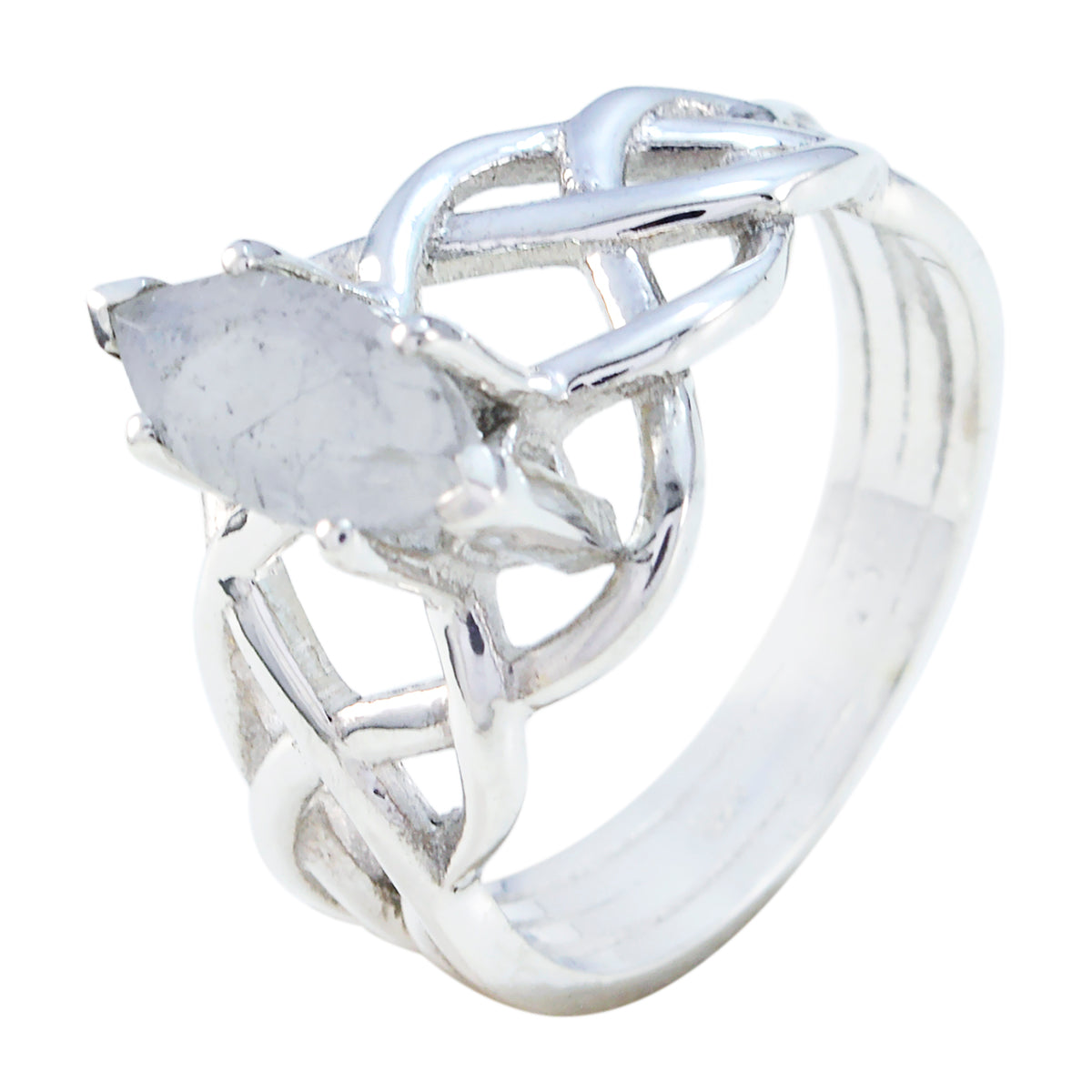 Riyo Engaging Gem Rainbow Moonstone 925 Silver Rings Highest Jewelry
