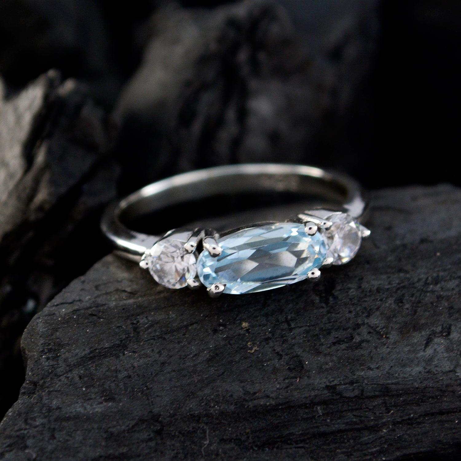 Riyo Enticing Gems Blue Topaz 925 Silver Rings Lauren B Jewelry