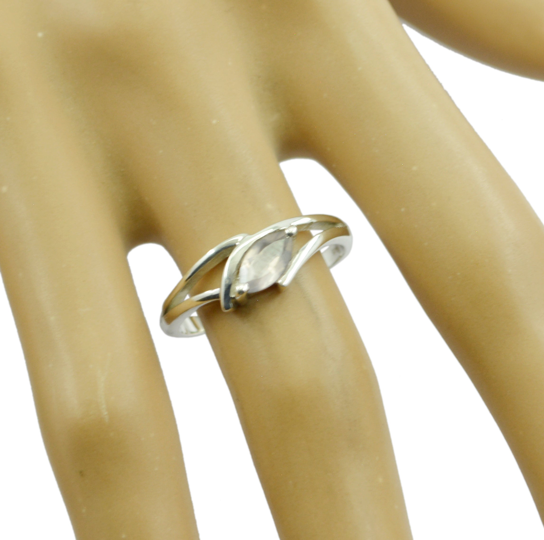 Riyo Enticing Stone Rose Quartz 925 Silver Ring Jewelry Channel