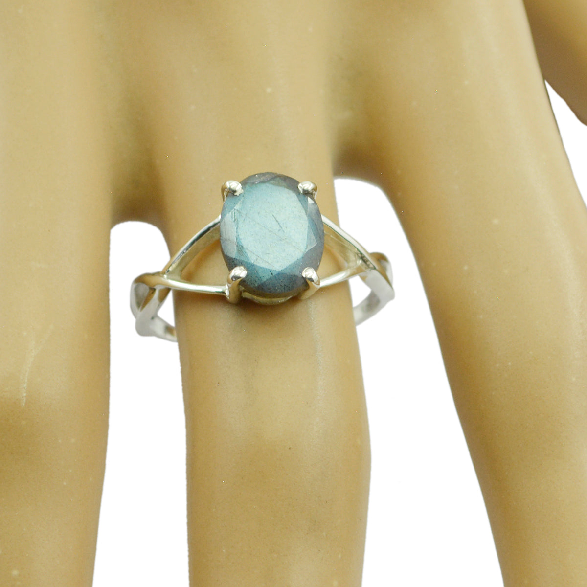 Riyo Excellent Gemstones Labradorite Silver Ring Penguin Jewelry