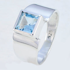 Riyo Exporter Gemstones Blue Topaz 925 Silver Rings Jewelry Tags