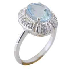 Riyo Exporter Gemstones Blue Topaz Sterling Silver Ring Mothers Day