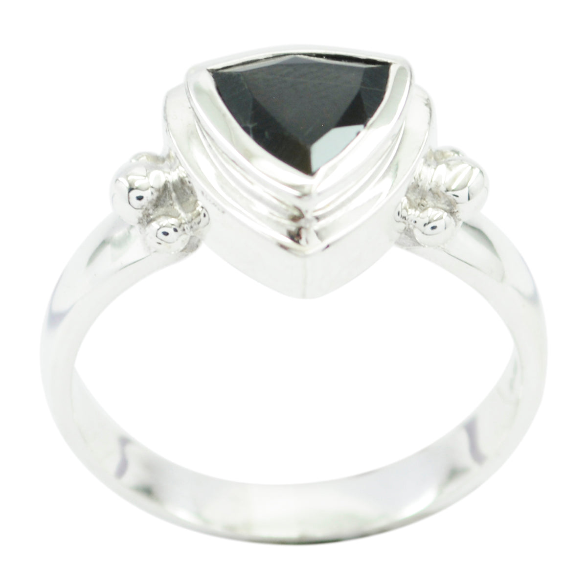 Riyo Exquisite Gemstone Black Onyx Silver Ring Jewelry In Spanish