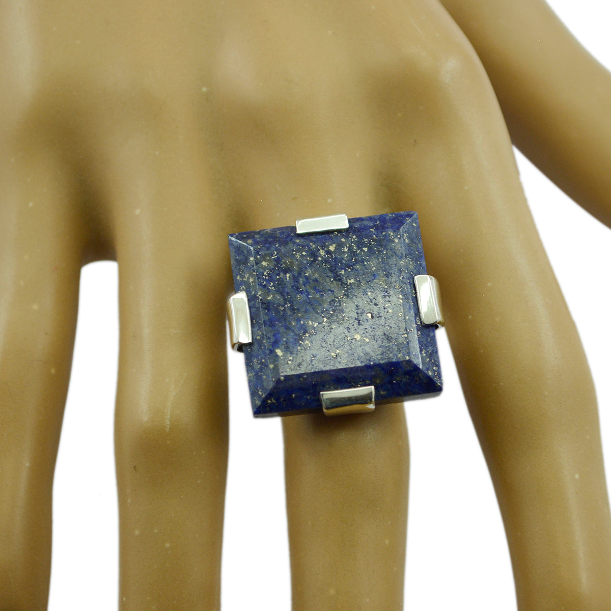 Riyo Exquisite Gemstones Lapis Lazuli 925 Ring Solitaire Engagement