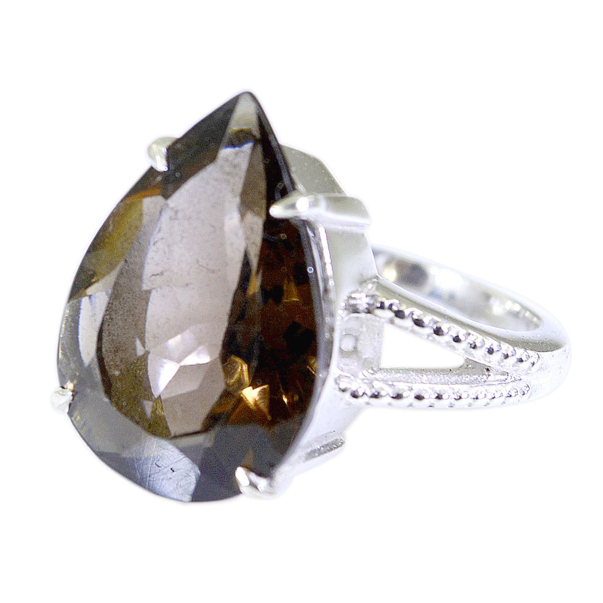 Riyo Fair Gems Smoky Quartz 925 Sterling Silver Ring Man Jewelry