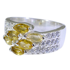 Riyo Fair Stone Citrine Sterling Silver Rings Touchstone Jewelry
