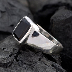 Riyo Fine Gem Black Onyx 925 Sterling Silver Ring Initial Jewelry