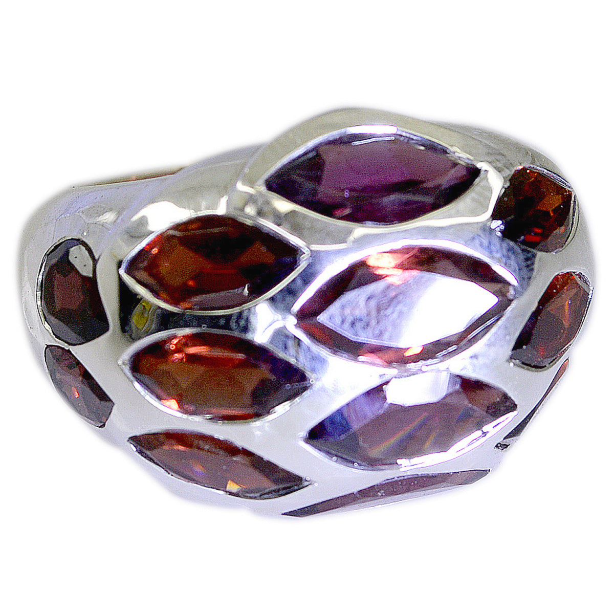 Riyo Flawless Gem Garnet Solid Silver Ring Designer Jewelry Brands