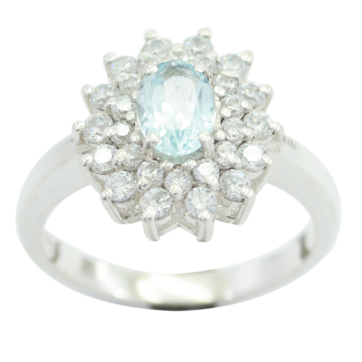 Riyo Flawless Gemstone Blue Topaz Sterling Silver Ring Men Jewelry