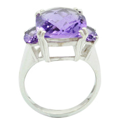 Riyo Flawless Gemstones Amethyst 925 Sterling Silver Ring Cuff
