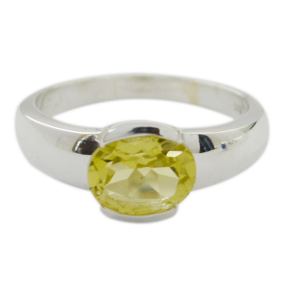 Riyo Flawless Gemstones Lemon Quartz 925 Silver Rings Teacher'S Day