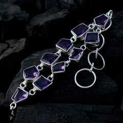 Riyo Genuine Gems Fancy Cabochon Purple Amethyst Silver Bracelets graduation gift