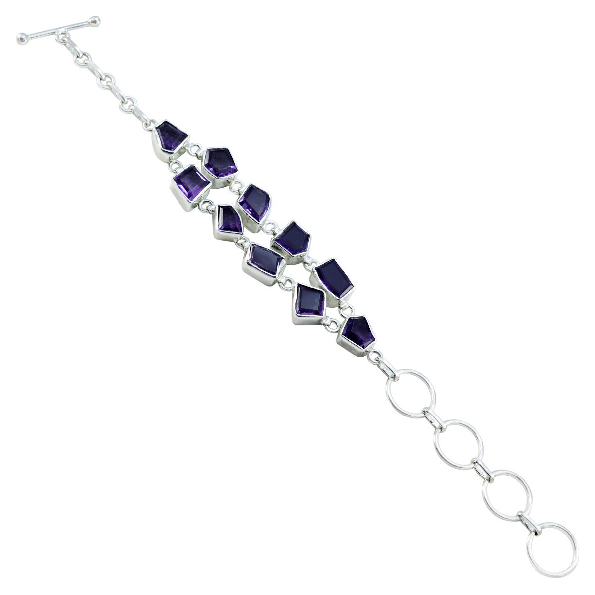 Riyo Genuine Gems Fancy Cabochon Purple Amethyst Silver Bracelets graduation gift