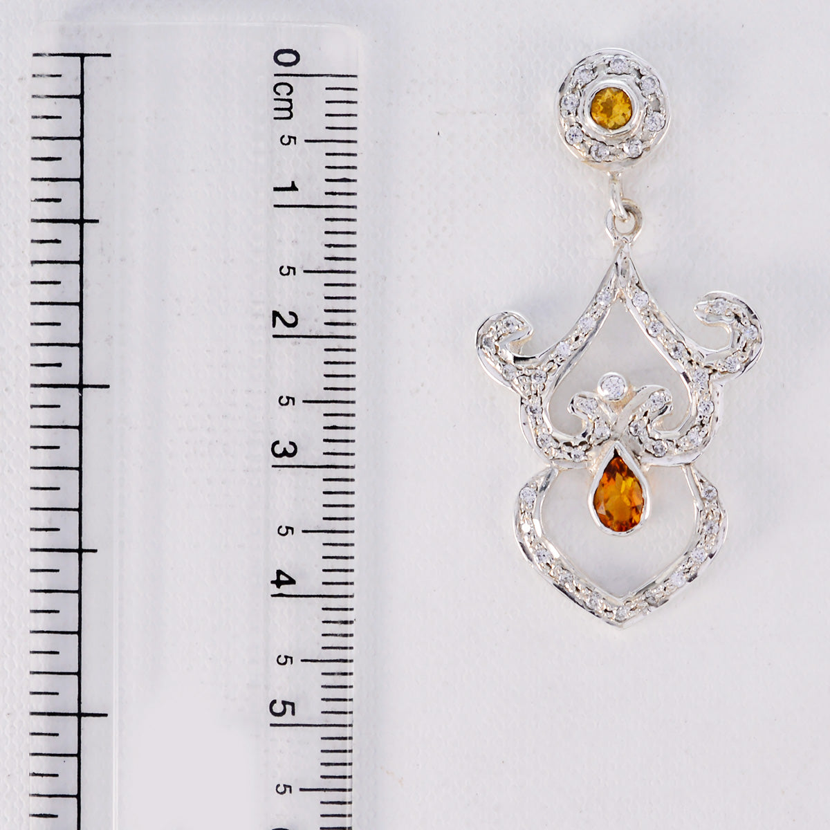 Riyo Genuine Gems MUlti shape Faceted Yellow Citrine Silver Earring Faishonable day gift