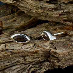 Riyo Genuine Gems Marquise Faceted Brown Smokey Quartz Silver Earrings cyber Monday gift