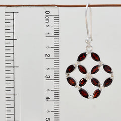Riyo Genuine Gems Marquise Faceted Red Garnet Silver Earring children day gift