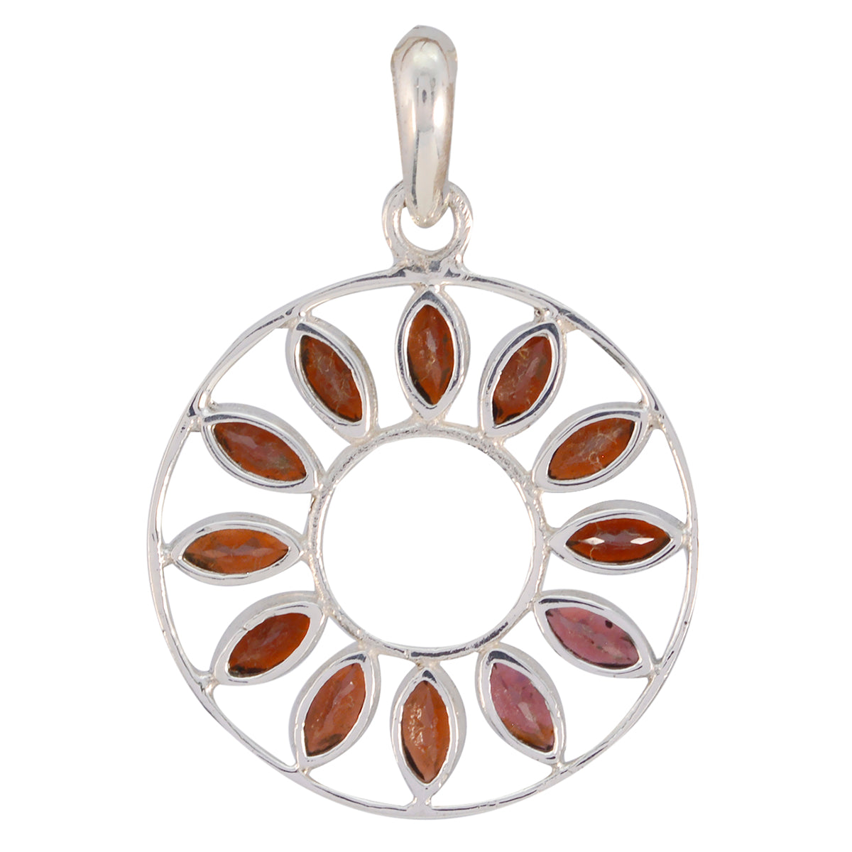 Riyo Genuine Gems Marquise Faceted Red Garnet Sterling Silver Pendant gift for Faishonable day