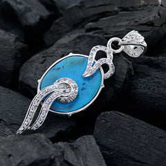 Riyo Genuine Gems Multi Shape Cabochon Blue Turquoise 925 Silver Pendants gift for wedding
