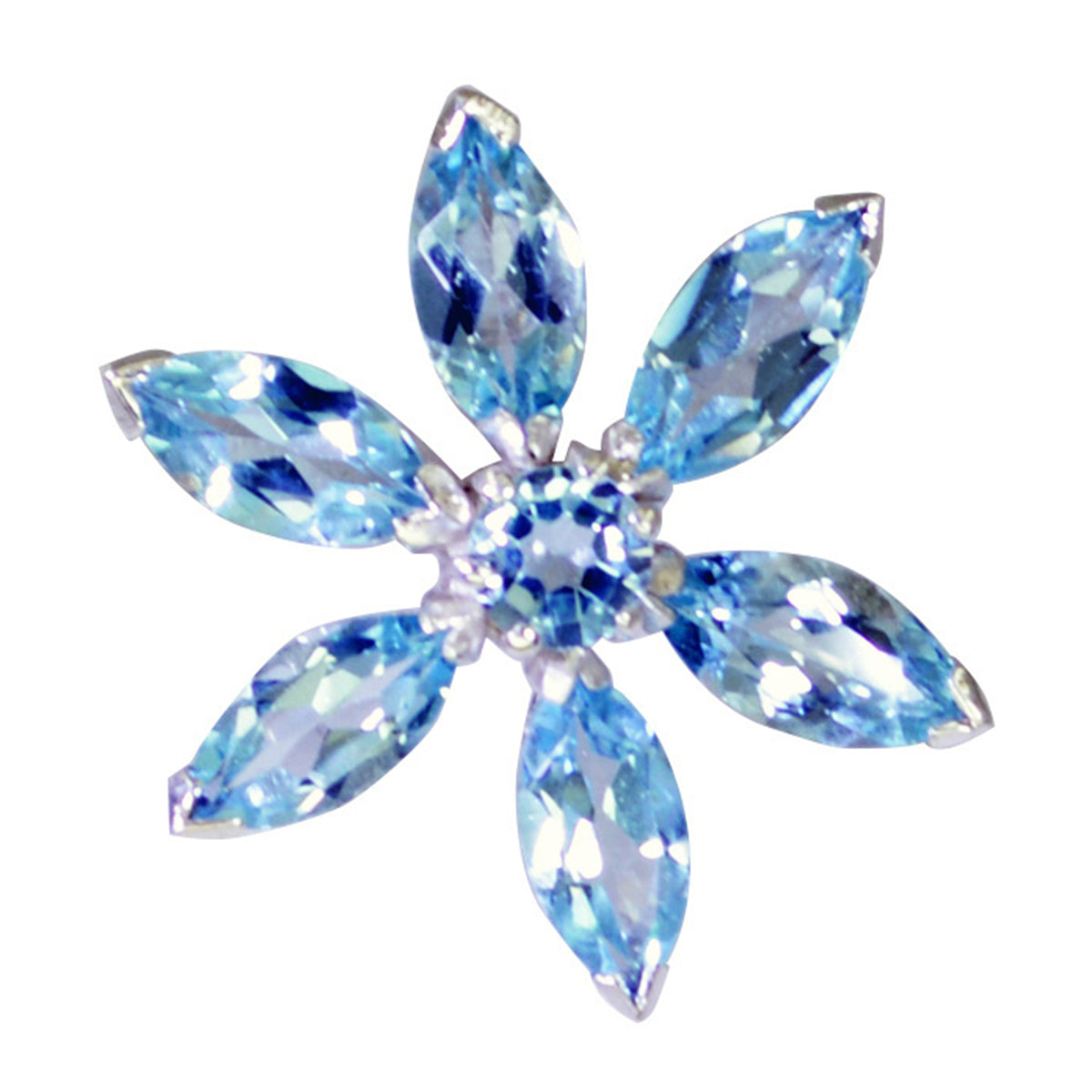 Riyo Genuine Gems Multi Shape Faceted Blue Blue Topaz 925 Silver Pendant gift for friends