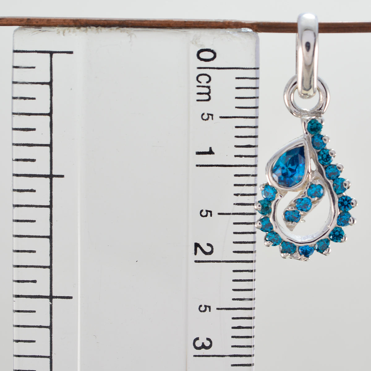 Riyo Genuine Gems Multi Shape Faceted Blue Cubic zirconia 925 Silver Pendant halloween gift