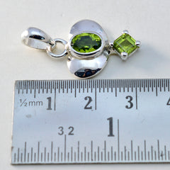 Riyo Genuine Gems Multi Shape Faceted Green Peridot 925 Silver Pendant boxing day gift