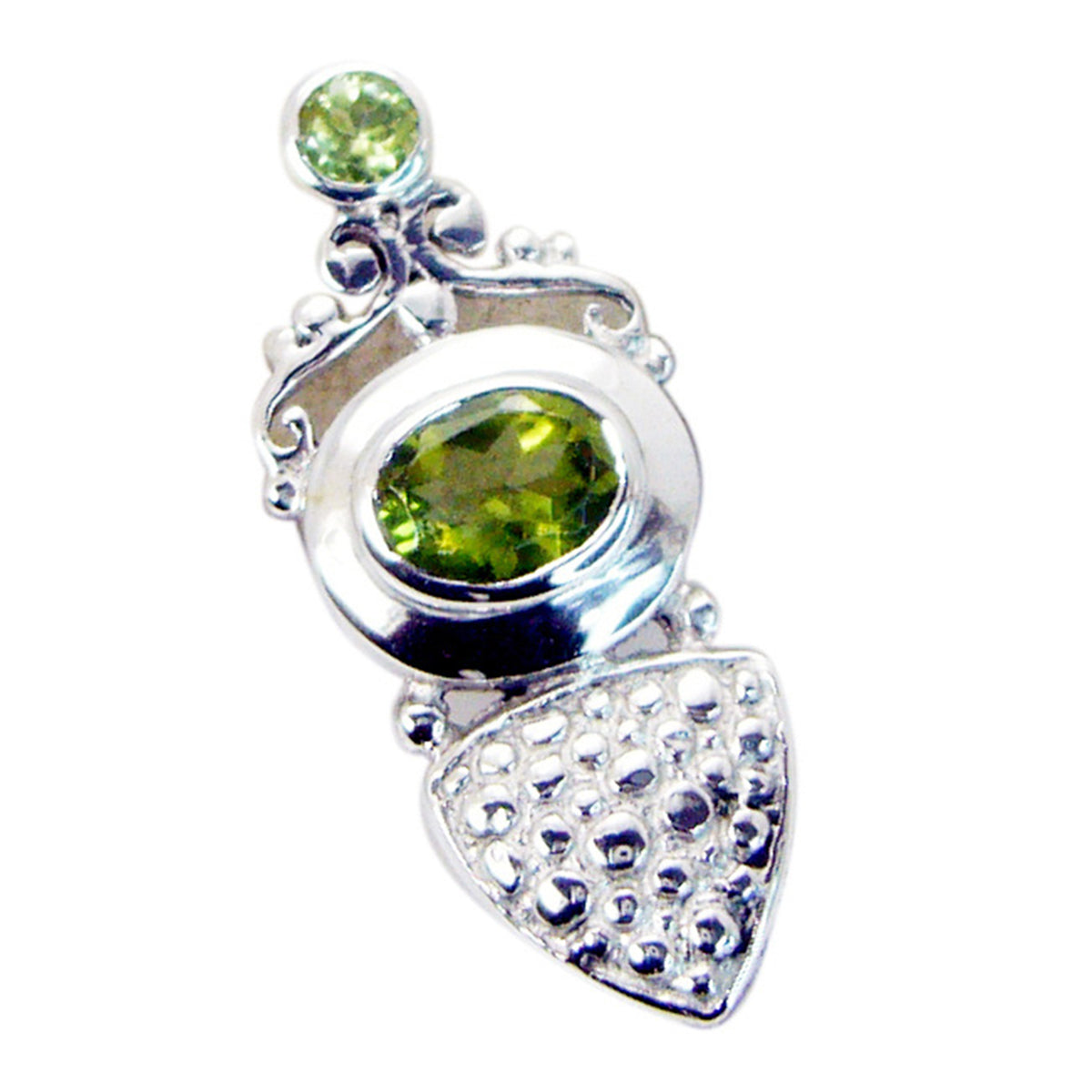 Riyo Genuine Gems Multi Shape Faceted Green Prehnite 925 Sterling Silver Pendant gift