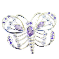 Riyo Genuine Gems Multi Shape Faceted Purple Amethyst 925 Sterling Silver Pendants gift for mother