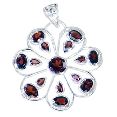 Riyo Genuine Gems Multi Shape Faceted Red Garnet Solid Silver Pendants gift for cyber Monday